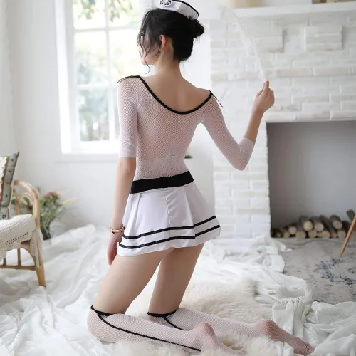 Vista 5 de Ropa interior de malla con perspectiva de malla para mujer, colegiala japonesa