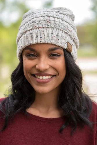Vista 3 de Funky Junque Gorros de mujer con confeti de punto trenzado de ganchillo Skullies Tobogan grueso suave cálido invierno sombrero de moda