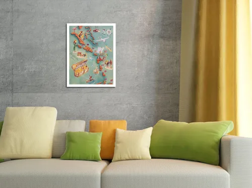 Vista 4 de Pacifica Island Art Mapa de las Islas del Caribe - Don the Beachcomber Tiki Bar and Restaurant - Vintage Pictorial Map c.1940s - Cartel de metal