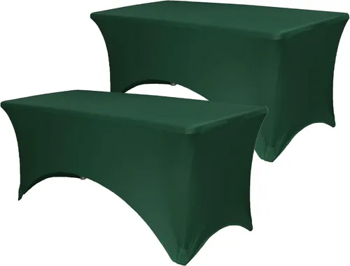 Vista 5 de Paquete de 2 manteles de mesa elásticos de elastano para mesas rectangulares de 4 pies, mantel ajustable de 48 pulgadas de largo x 30 pulgadas