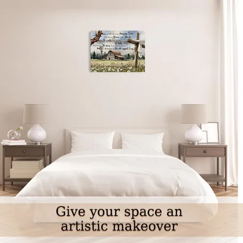 Vista 6 de Arte de pared cristiano molino de viento de granero, decoración de pared con cruz religiosa, arte de pared I Still Believe In Amazing Grace Picture