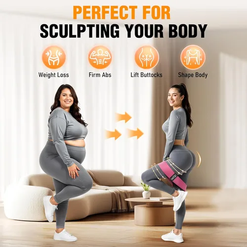 Vista 2 de Bandas de resistencia de tela para entrenar - Bandas de ejercicio para mujeres y hombres, bandas de trasero para piernas y glúteos, yoga, pilates