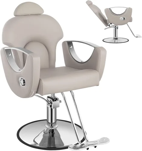 Vista 13 de Silla de salón, silla reclinable para estilista, silla de peluquería con bomba hidráulica resistente, silla de peluquería para peluquería trenzada