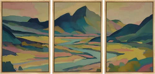 Vista 76 de SIGNWIN Lienzo enmarcado para pared, juego de arte tranquilo con reflejo de lago, acuarela, montaña y agua, ilustraciones modernas, arte abstracto