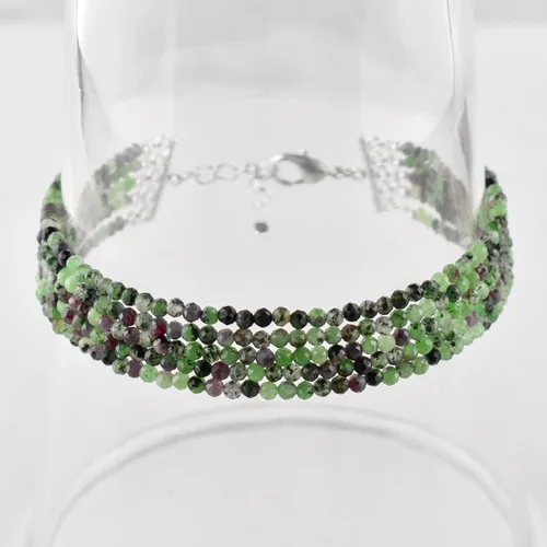 Vista 3 de YANARA Gemstone Bracelets For Women Birthstone, Natural Gemstone Layered Micro-Beads, Dainty Handmade Jewelry Chakra Energy Healing Crystals Silver