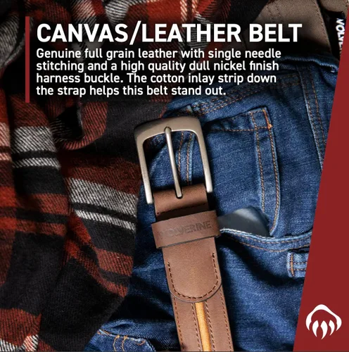 Vista 5 de Wolverine Men's Reversible Full Grain Leather Belt Heavy Duty Workwear Casual Durable Metal Buckle