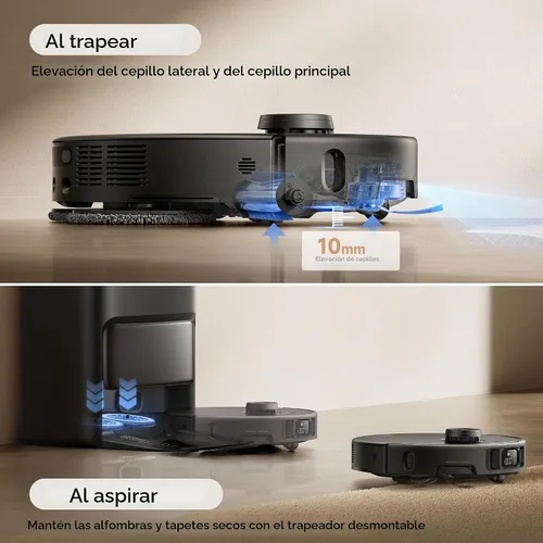 Vista 3 de Mova P50 Pro Ultra Robot Aspiradora y Trapeador, succión de 19,000Pa con cepillo antienredos, trapeador extraíble y levantable para alfombra y piso
