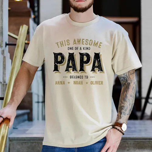 Vista 5 de FLOCHIL Camisa personalizada para papá para hombres, camisa de papá personalizada con nombres de niños, camiseta personalizada para el día