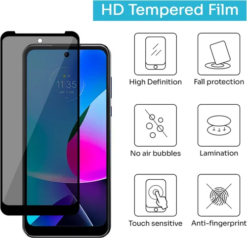 Vista 6 de Paquete de 2 protectores de pantalla de privacidad para Motorola Moto G Play (2023) [vidrio templado antiespía], Ultra HD, antiarañazos, sin