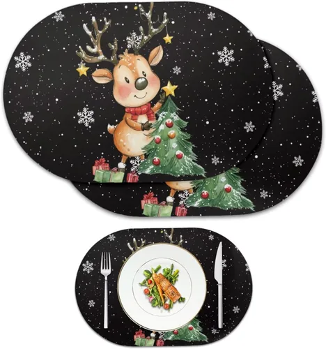 Vista 17 de Autumn Placemats Set of 2 Waterproof Wipeable 12X18 Inch Faux Leather Non Slip Heat Resistant Mats for Thanksgiving Dinner Outdoor Decor