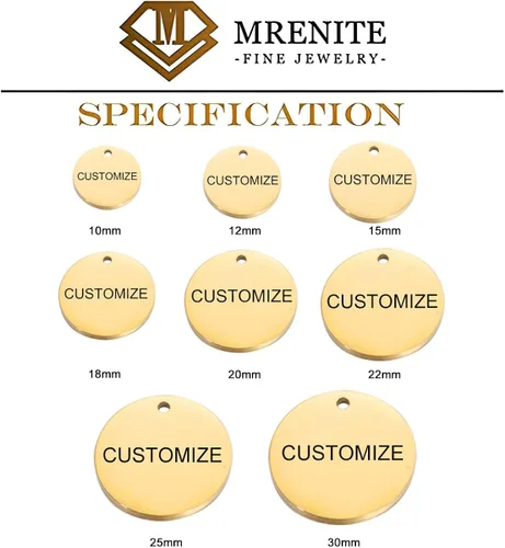 Vista 6 de MRENITE Colgante de oro macizo de 10 K14 K18 quilates, 0.394 in-1.181 in, personalizado con cualquier nombre, collar grabado para esposa, madre