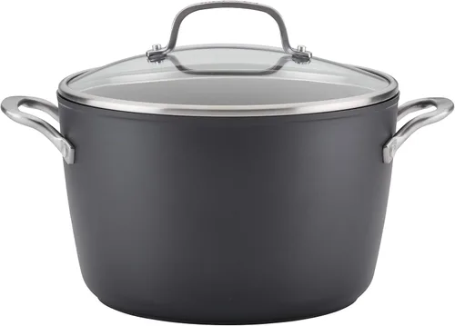 Vista 16 de KitchenAid - Juego de ollas y sartenes antiadherentes de inducción con anodizado duro, 10 piezas, color negro mate Juego de utensilios de cocina