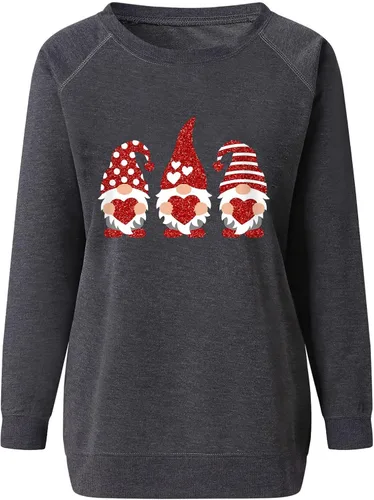 Vista 2 de SHAOBGE valentines shirts Pullover Sweatshirt For Women Crew Neck Sweatshirt Long Sleeve Blouse Heavy Sweatshirts for