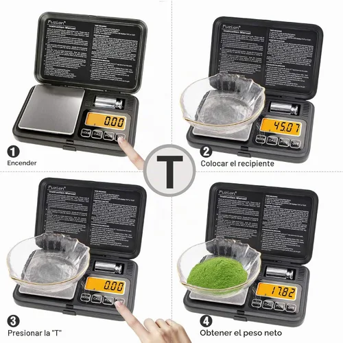 Vista 5 de Báscula de bolsillo digital de Fuzion 7.05 oz/0.00 oz, báscula de gramos con pantalla LCD, tara y PCS, báscula digital mini con peso de calibración
