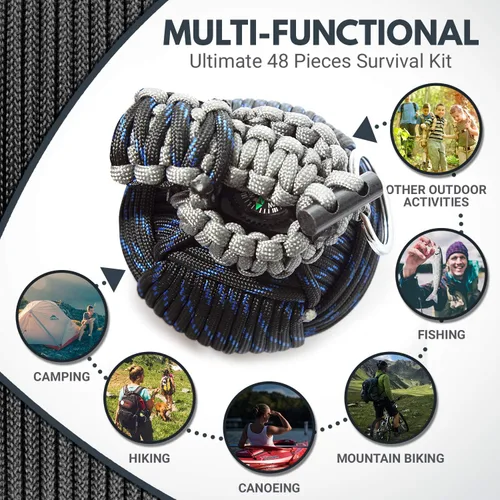 Vista 2 de Holtzman's Survival Kit Paracord Granada El kit de emergencia de herramientas #1 BEST 48