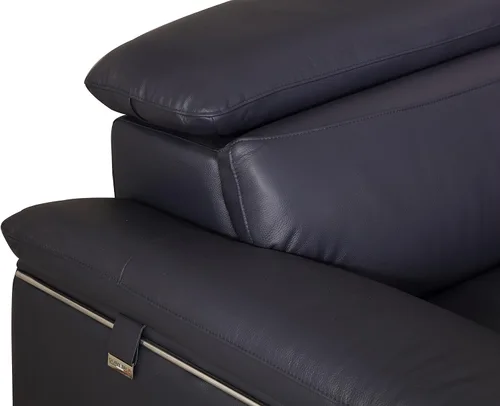 Vista 6 de Blackjack Furniture Naples Sofá de cuero italiano genuino de grano superior con reposacabezas ajustables, 88 pulgadas, azul abeto