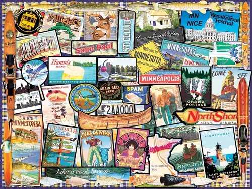 Vista 2 de White Mountain Rompecabezas de 1000 piezas de collage de la Tierra de los Lagos con piezas grandes para adultos y familia de 24 x 30 pulgadas, I