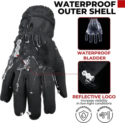 Vista 3 de HANDLANDY Guantes de invierno para hombres y mujeres, aislados impermeables para clima frío, guantes térmicos para ciclismo, esquí, equitación