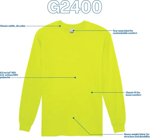 Vista 4 de Gildan - Camiseta de manga larga de algodón ultra estilo G2400 para adultos, paquete múltiple