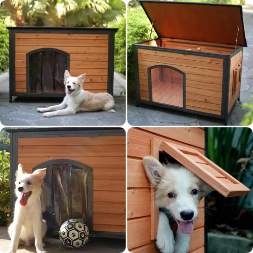 Vista 5 de FunXplore Casa para perros al aire libre, resistente a la intemperie, 34.3 pulgadas de largo, a prueba de masticación, para perros pequeños