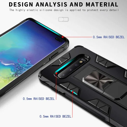 Vista 6 de Dionsibei Funda para Samsung Galaxy S10 Plus de grado militar con función atril incorporada, funda protectora resistente a prueba de golpes