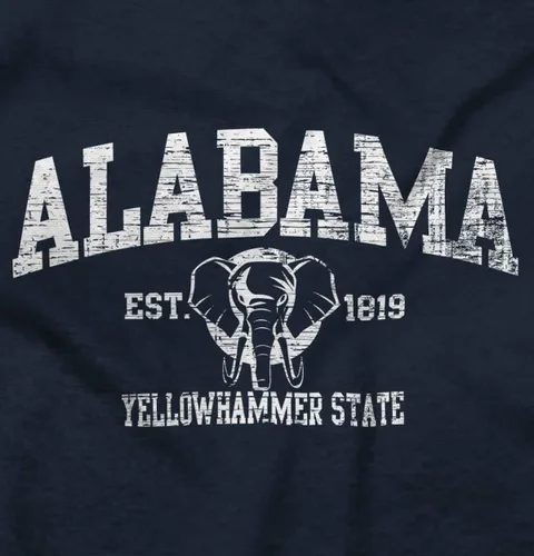 Vista 2 de Sudadera de orgullo de elefante de martillo amarillo de Alabama para hombre o mujer, marino