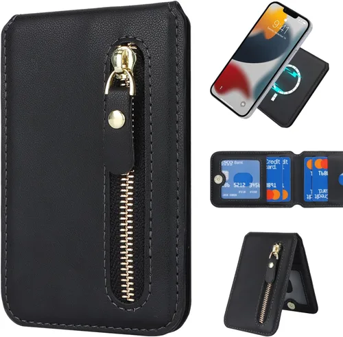 Vista 6 de Cavor Compatible con cartera Magsafe, soporte ajustable, cartera magnética para teléfono con Magsafe para iPhone 17/16 Pro Max/14 Pro/15/14 B-Negro