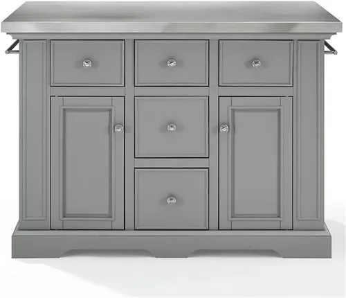 Vista 4 de Pemberly Row Isla de cocina de madera/acero inoxidable de transición en gris/cromo