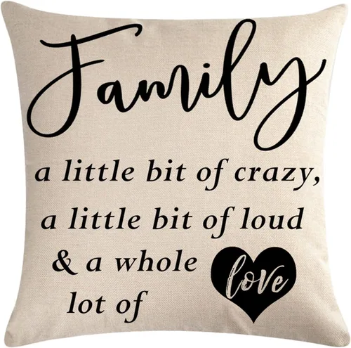 Vista 3 de Paquete de 4 fundas de almohada con citas familiares, rústicas para el hogar, palabras de amor, corazón, país, fundas de cojín con citas Negro