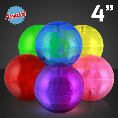 Vista 3 de Bolas hinchables grandes de colores surtidos de 4 pulgadas con luces LED intermitentes (juego de 6)
