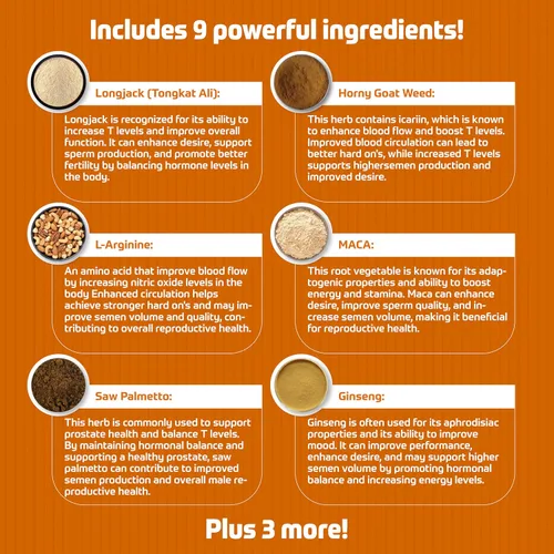 Vista 4 de Mega potenciador de carga - Suplemento de refuerzo de volumen de semen para hombres - Aumenta el tamaño de carga, el sabor, el suplemento