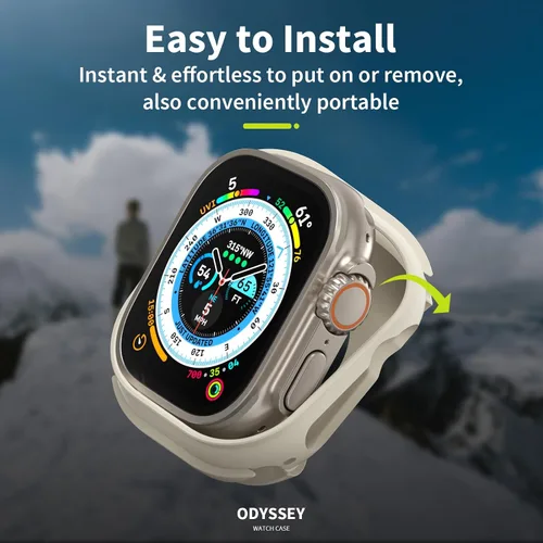 Vista 4 de SwitchEasy Odyssey - Funda de aluminio de grado aeronáutico para Apple Watch Series 9/8/7 de 1.614 in, con parachoques interior que absorbe los Azul