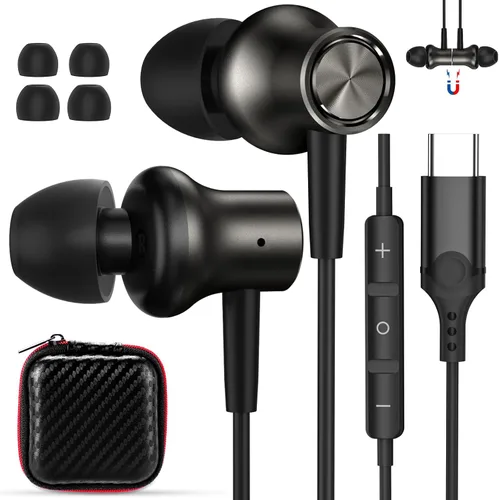 Vista 12 de Auriculares USB C para iPhone 17 Pro Max 16 15 17e 16e Auriculares magnéticos con cable para Samsung S26 Ultra S25 FE S23 A17 A36 Auriculares