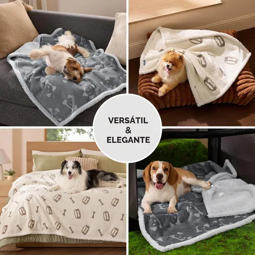 Vista 7 de Bedsure - Mantas impermeables para perros pequeños - Manta de felpa de sherpa con impresión suave lavable para perros y gatos, protector de muebles