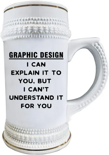 Vista 2 de Gifts for Graphic Designer Artist Beer Stein Mug 22oz Ceramic Drinkware - Traditional Digital Illustrator 2D 3D Fine Art Student Multimedia Funny