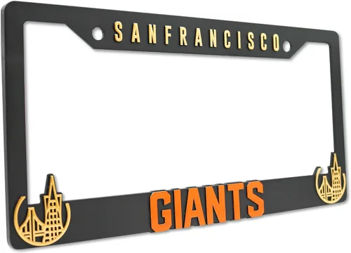 Vista 6 de SF Giants V2 - Marco elevado 3D para placa de matrícula de San Francisco, 1 paquete de cubierta para matrícula de automóvil, soporte universal negro