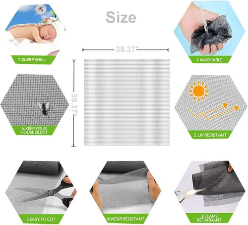 Vista 5 de SKYPRO Reemplazo de pantalla de ventana – Malla de nailon ajustable personalizada – Rollo de pantalla para puertas de ventanas y pantalla de patio