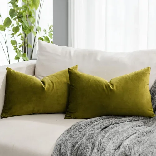 Vista 55 de Juego de 2 fundas de almohada decorativas de terciopelo de 14 x 14 pulgadas con cremallera, fundas de cojín cuadradas suaves y lisas de lujo