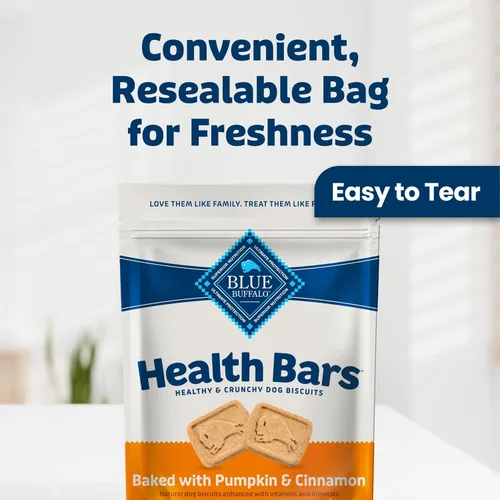 Vista 4 de Blue Buffalo Health Bars Galletas para Perros Crujientes, Horneadas al Horno con Ingredientes Naturales, Calabaza y Canela, Bolsa de 16 onzas