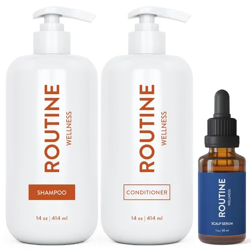 Vista 25 de Routine Wellness Set de champú y acondicionador antiadelgazamiento para el cabello adelgazante, bloqueador de biotina DHT para mujeres y hombres