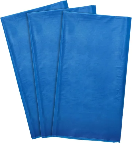 Vista 9 de Juvale Mantel rectangular color azul, 54 x 108 pulgadas, paquete de 3, mantel desechable y mantel de plástico para fiestas, fácil limpieza
