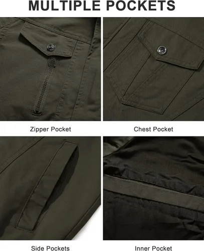 Vista 6 de Crysully - Chaqueta cortavientos para hombre, estilo informal y cuello militar, para primavera-otoño