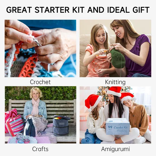 Vista 7 de Kit de Ganchillo INSCRAFT para Principiantes Adultos Niños - Gran Kit de Inicio de Tejido para Artesanía Colorida para Profesionales, Haz Proyectos