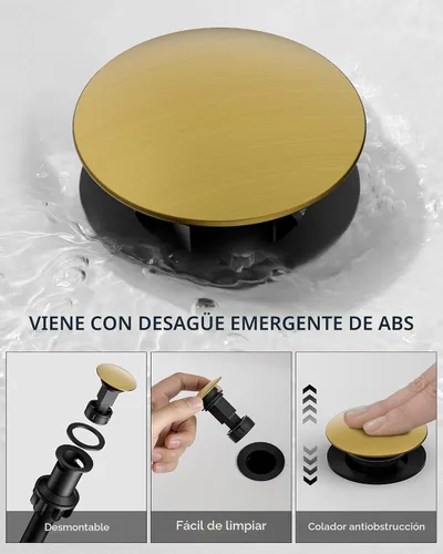 Vista 9 de FORIOUS Grifo de lavabo de baño de oro cepillado de 4 pulgadas, 2 agujeros