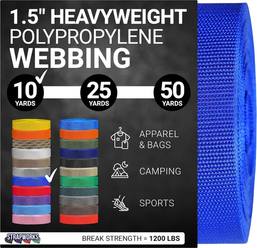Vista 21 de Strapworks Heavyweight Polypropylene Webbing - Heavy Duty Poly Strapping for Outdoor DIY Gear Repair, 1.5 Inches