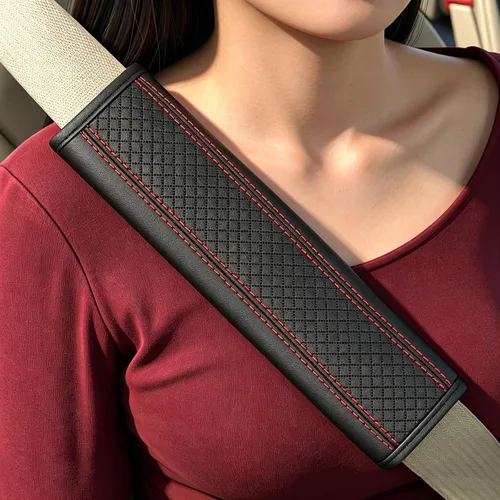 Vista 10 de Almohadillas para cinturón de seguridad, fundas de cuero para cinturón de seguridad, cojín de conducción más cómodo, ayuda a proteger tu cuello