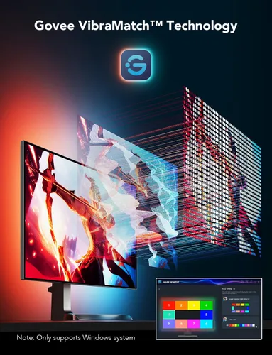 Vista 2 de Govee Luz de juego para monitor G1, retroiluminación LED RGBIC para PC de 27 a 34 pulgadas, luces LED inteligentes para monitores con combinación