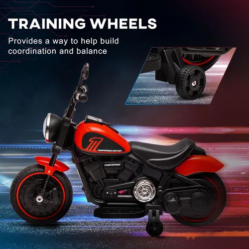 Vista 4 de Aosom Motocicleta para niños con ruedas de entrenamiento, juguete de 6V para montar para niños de 18 a 48 meses, motocicleta a batería para niños