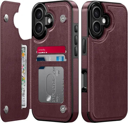 Vista 263 de LETO para iPhone 15 Pro Funda tipo cartera - Tapa tipo folio con patada - Diseños de moda - Tarjetero - Funda protectora para mujeres y niñas - 6.1
