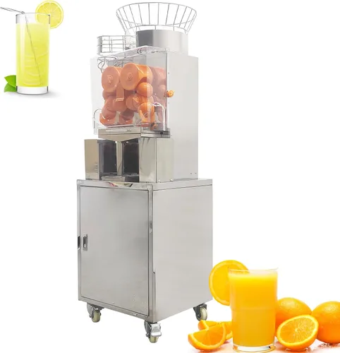 Vista 8 de Exprimidor de naranjas comercial de 120 W, extractor eléctrico automático de cítricos (20 naranjas/minuto) Exprimidor vertical de limón de 110 V